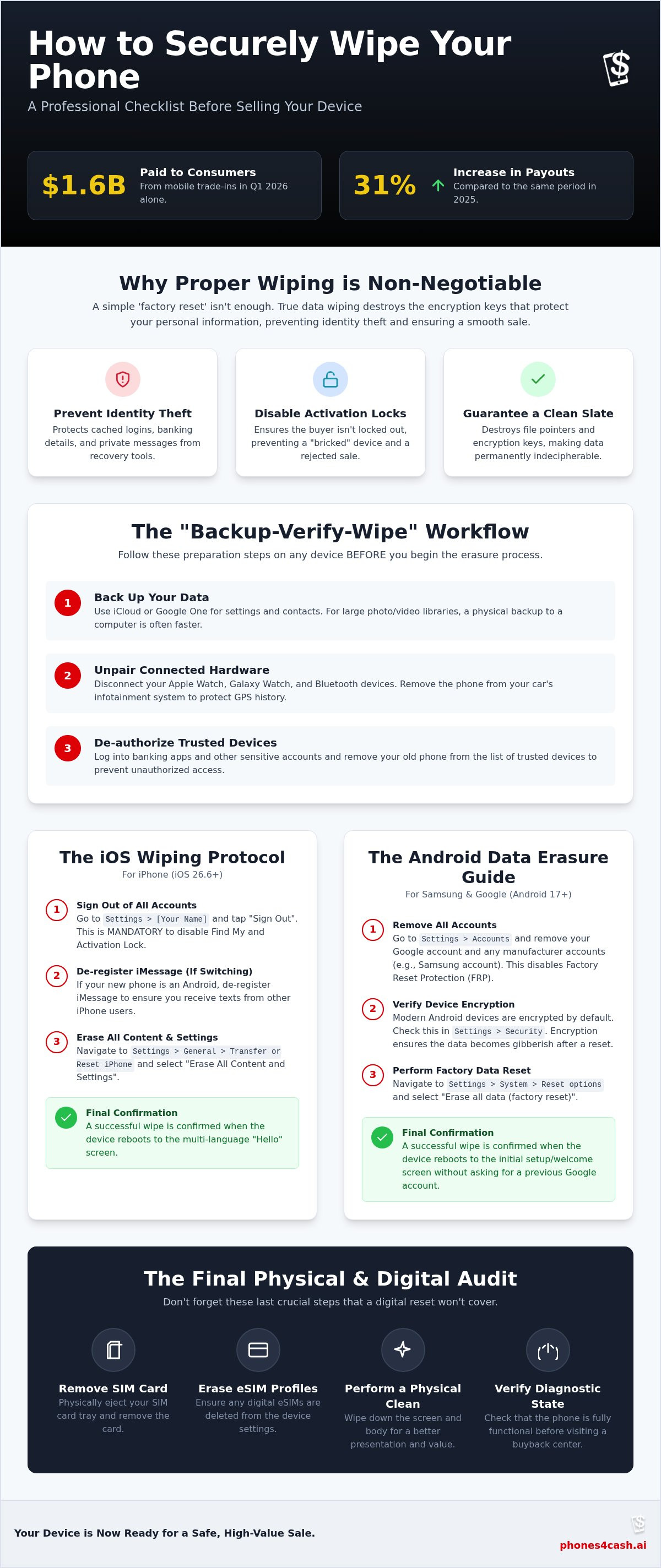 How to wipe phone before selling