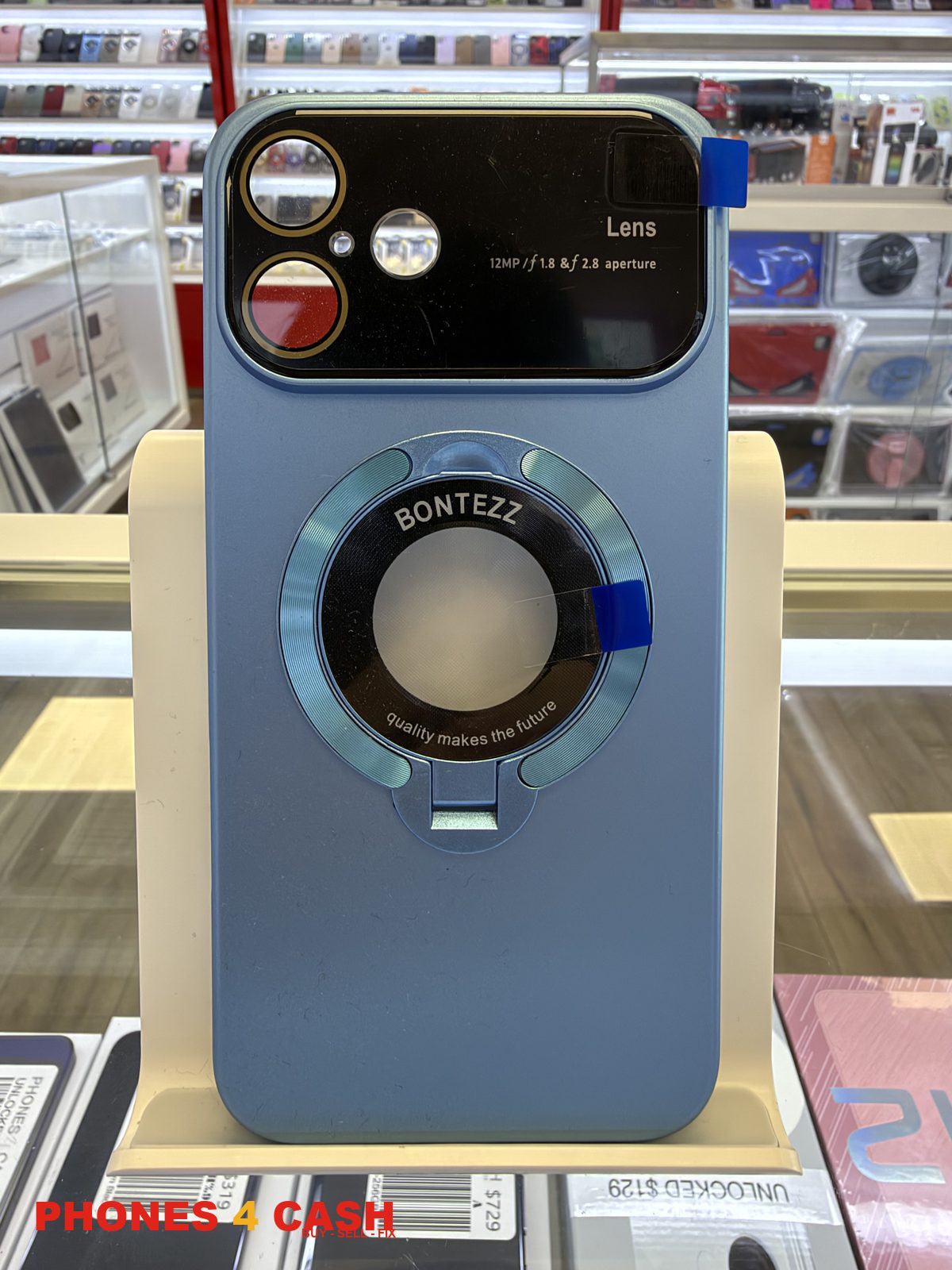 iPhone 16 Plus Case - Lens Guard Ring Stand Blue