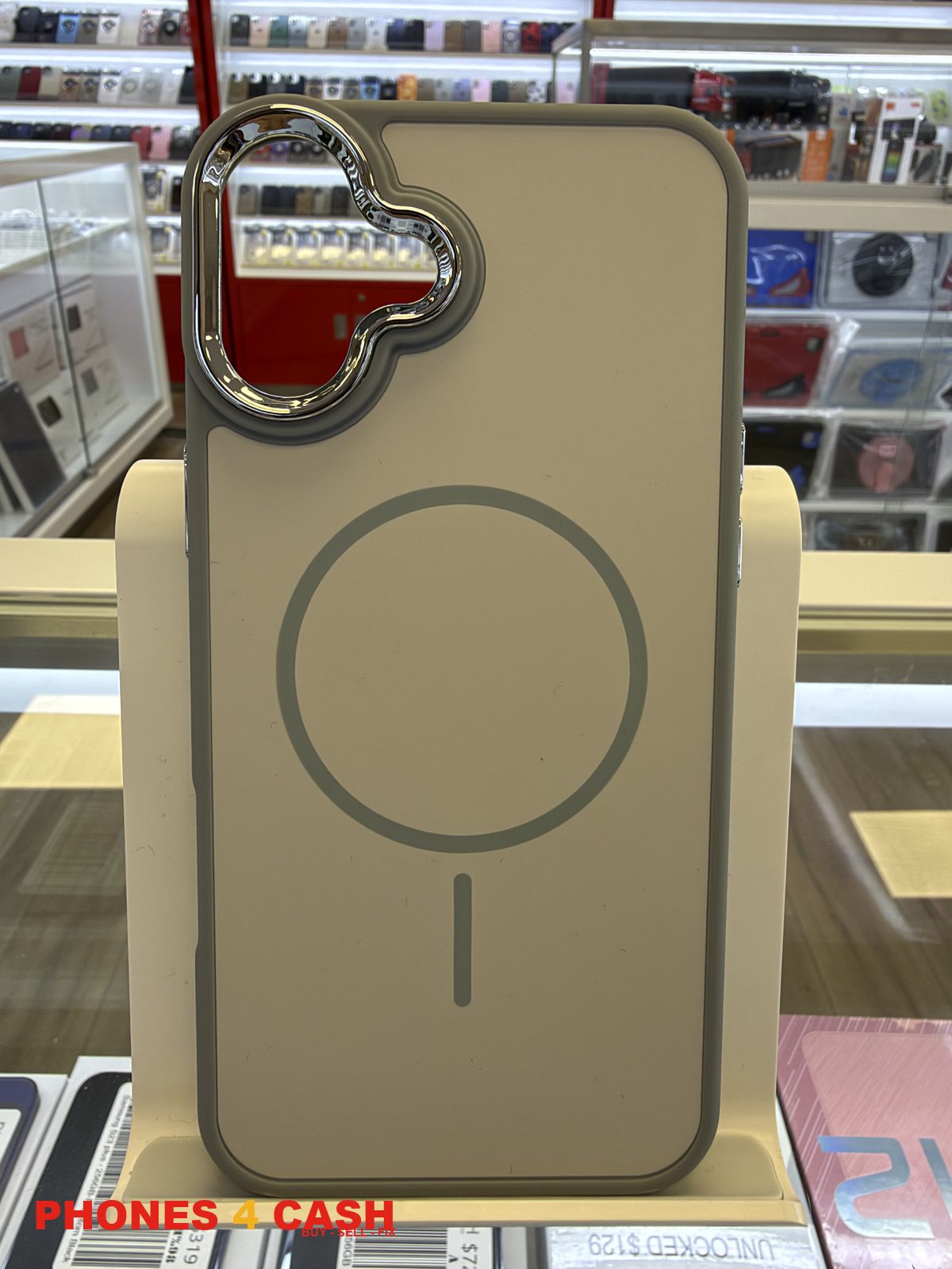 iPhone 16 Plus Case - Frosted MagSafe Ring Holder Cream