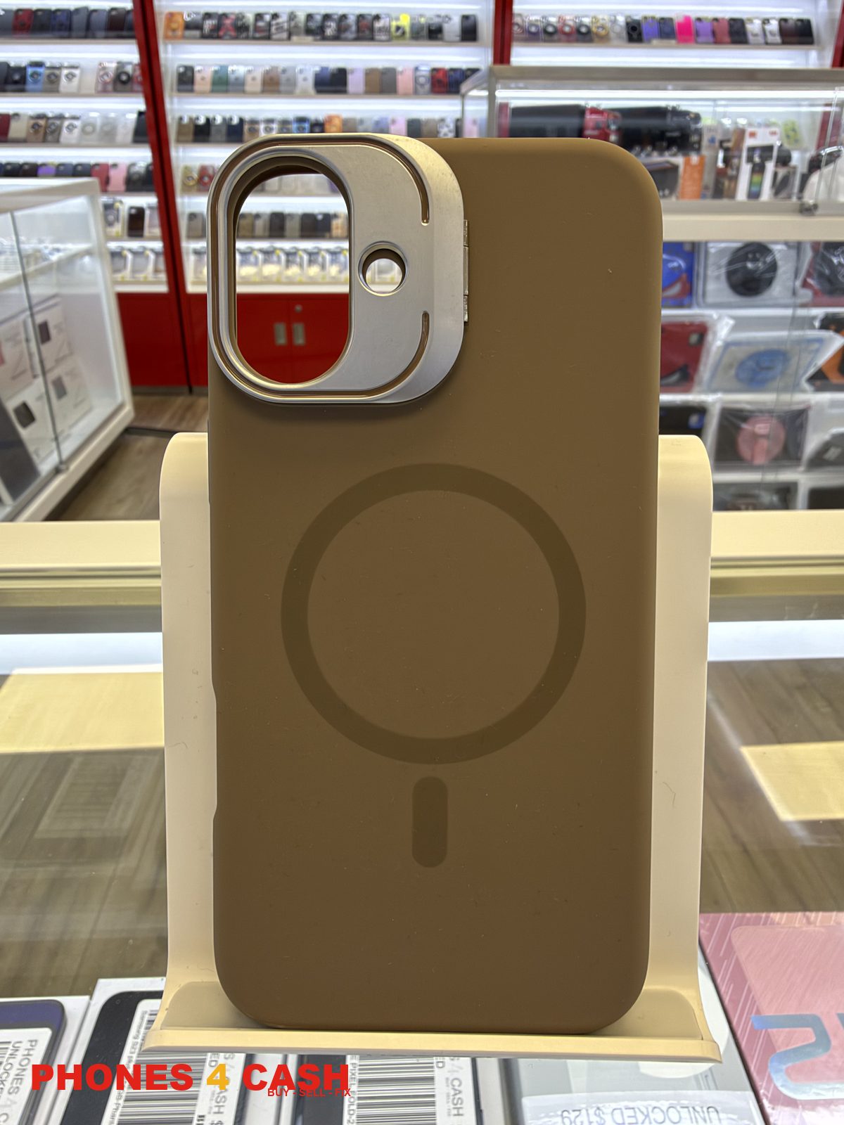 iPhone 16 Plus Case - Frosted MagSafe Ring Holder Tan