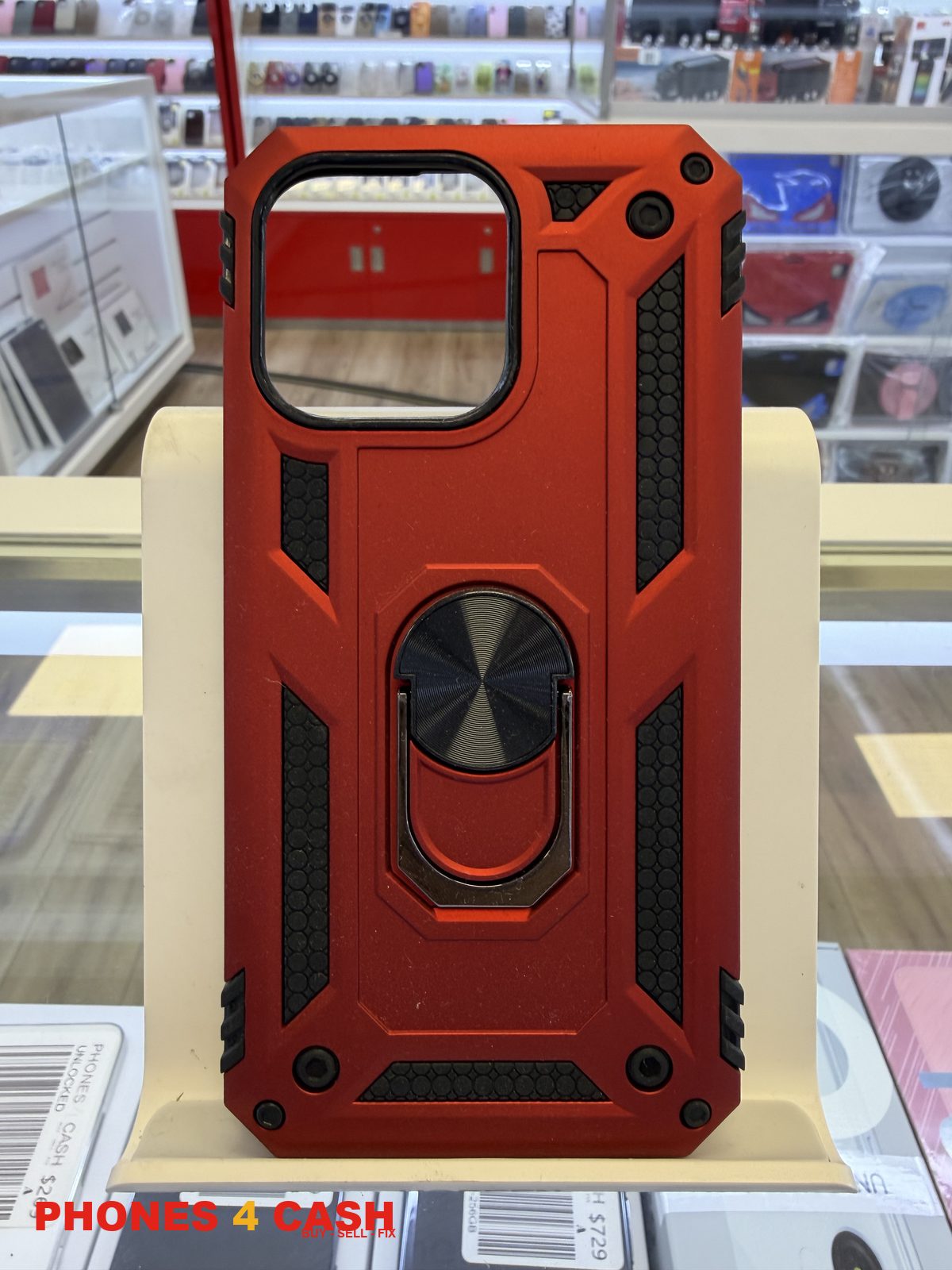 iPhone 13 Pro Case - Armor Ring Stand (Red)
