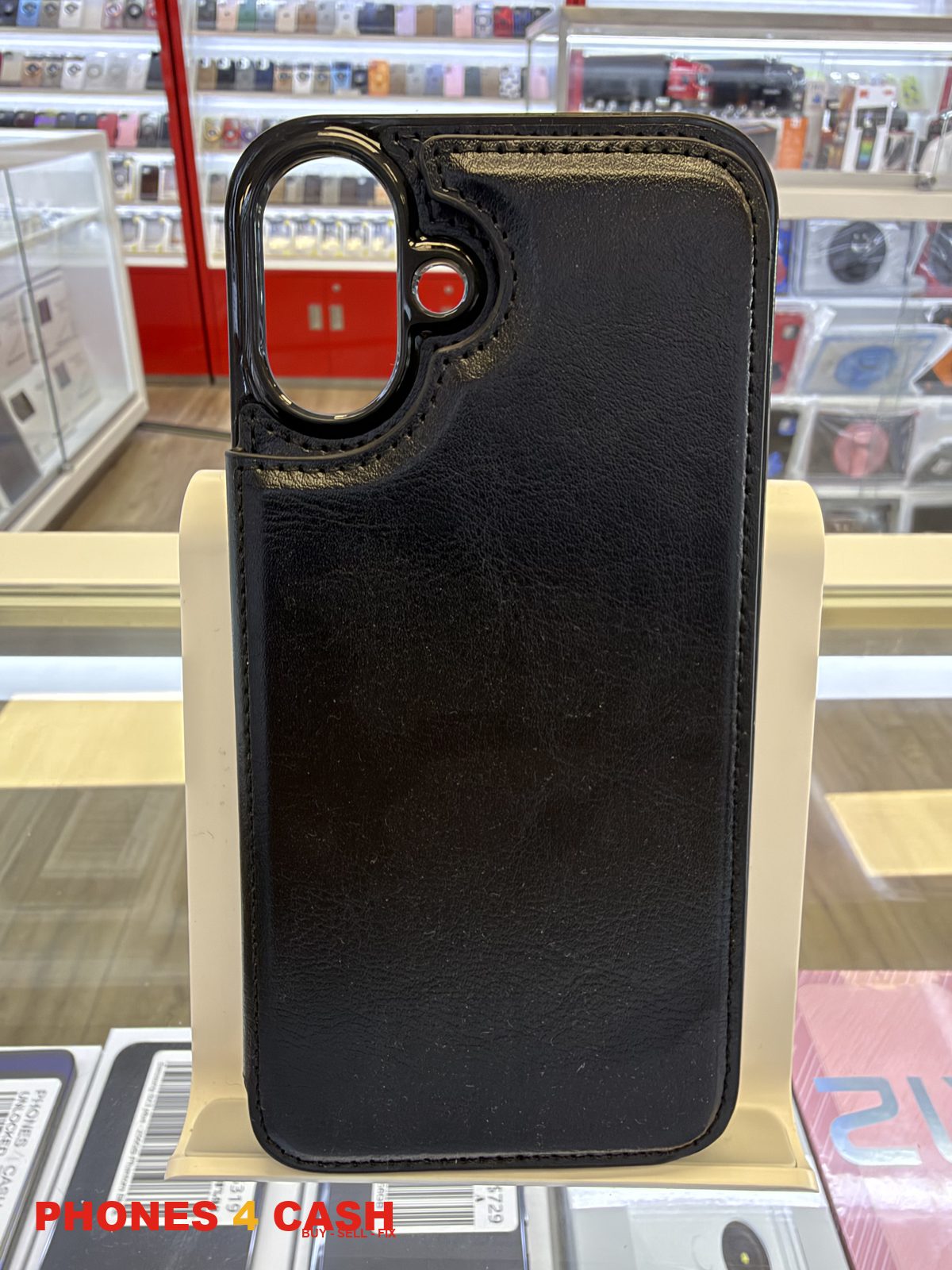 iPhone 16 Plus Case - Black Leather