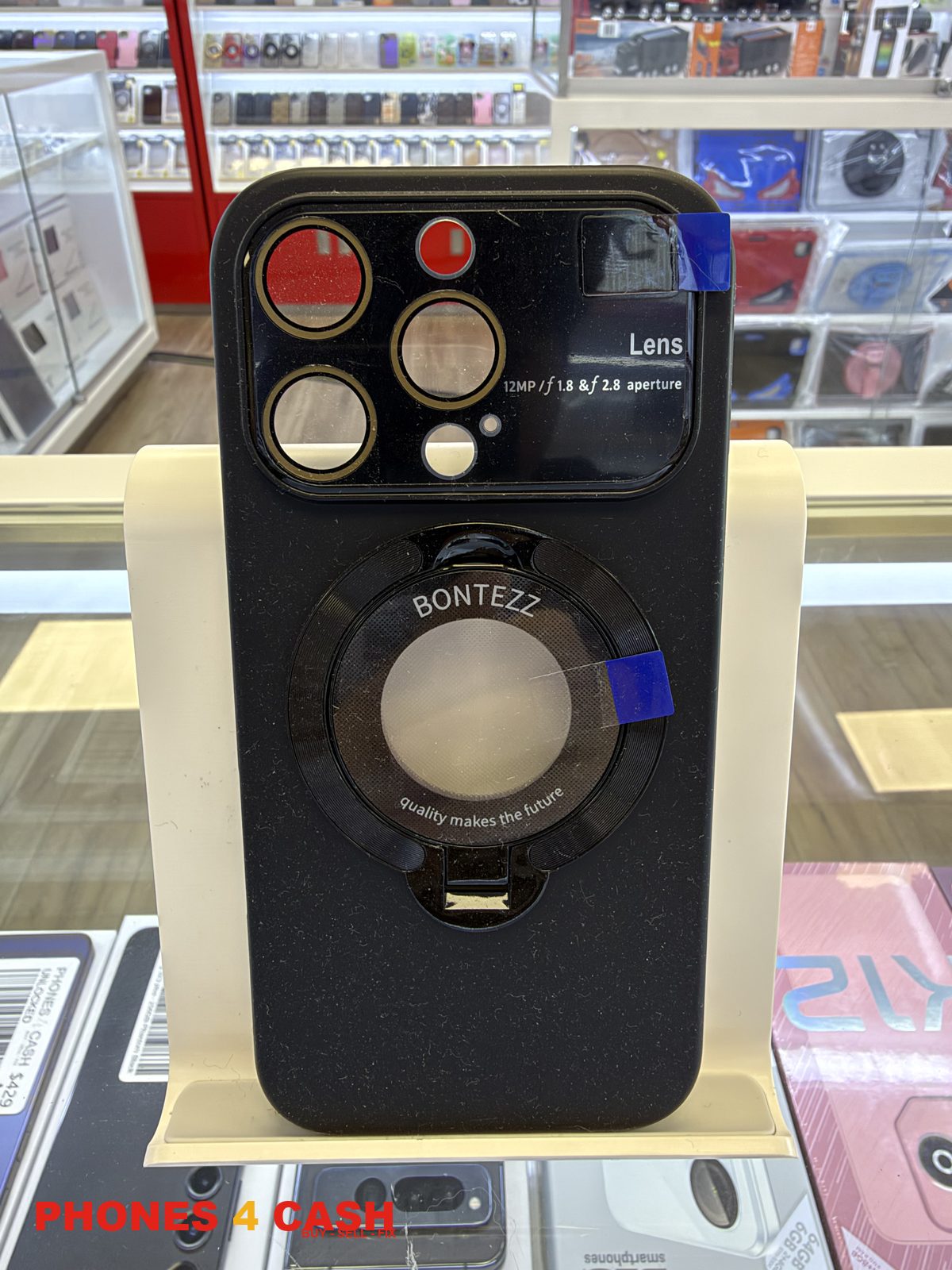 iPhone 16 Pro Case - Lens Guard Ring Stand Black