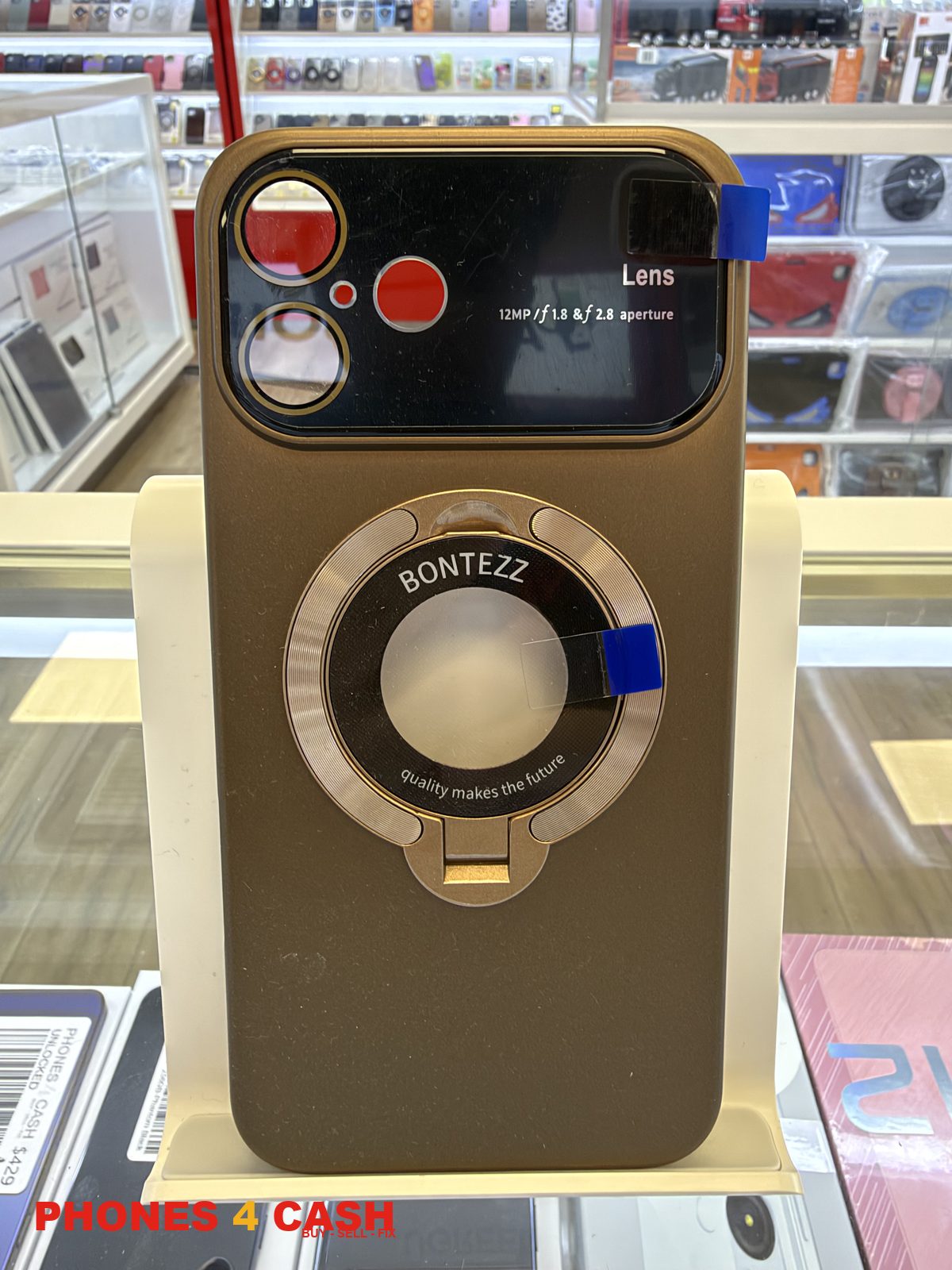 iPhone 16 Plus Case - Lens Guard Ring Stand Champagne