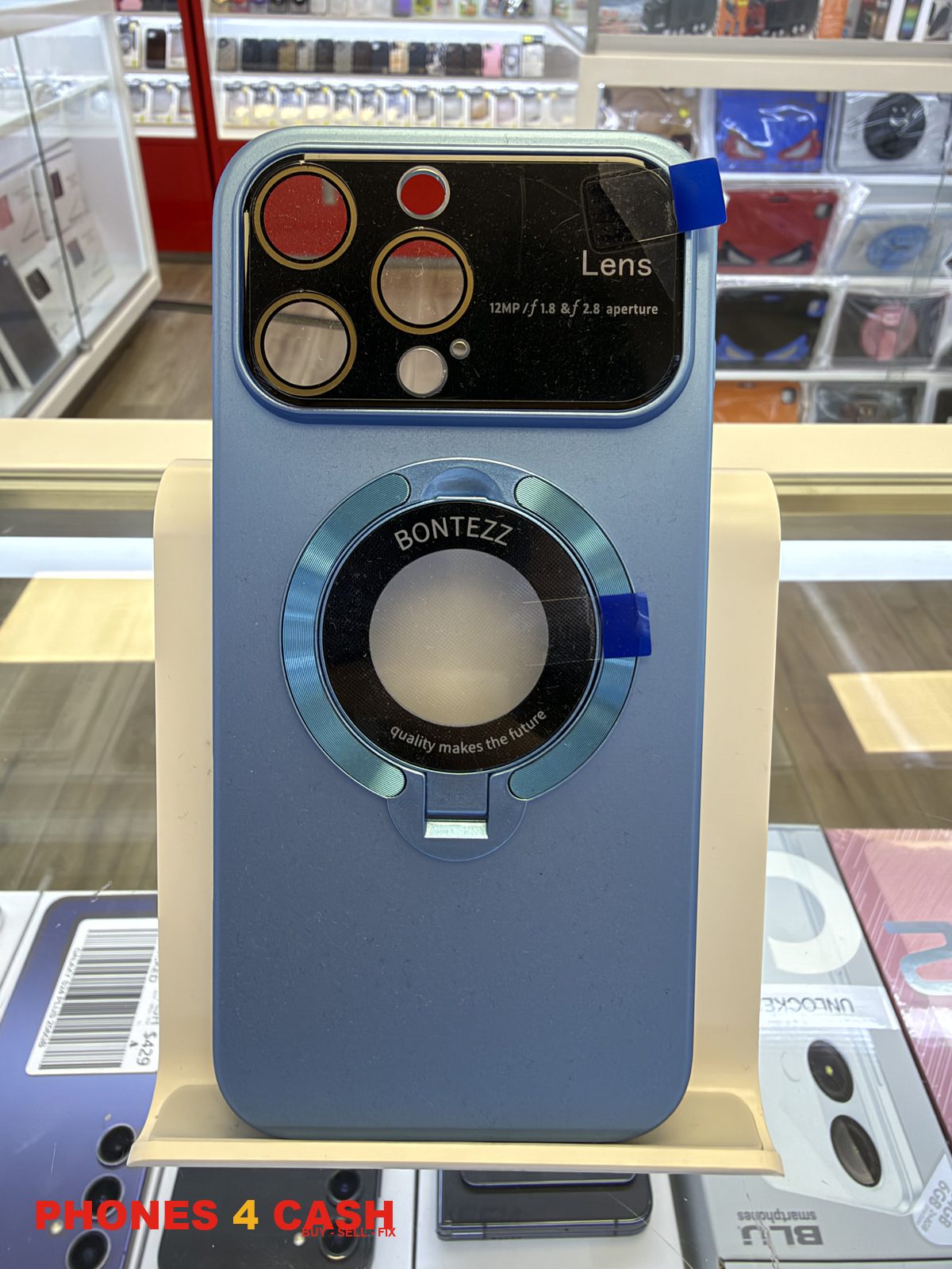 iPhone 16 Pro Max Case - Lens Guard Ring Stand Blue