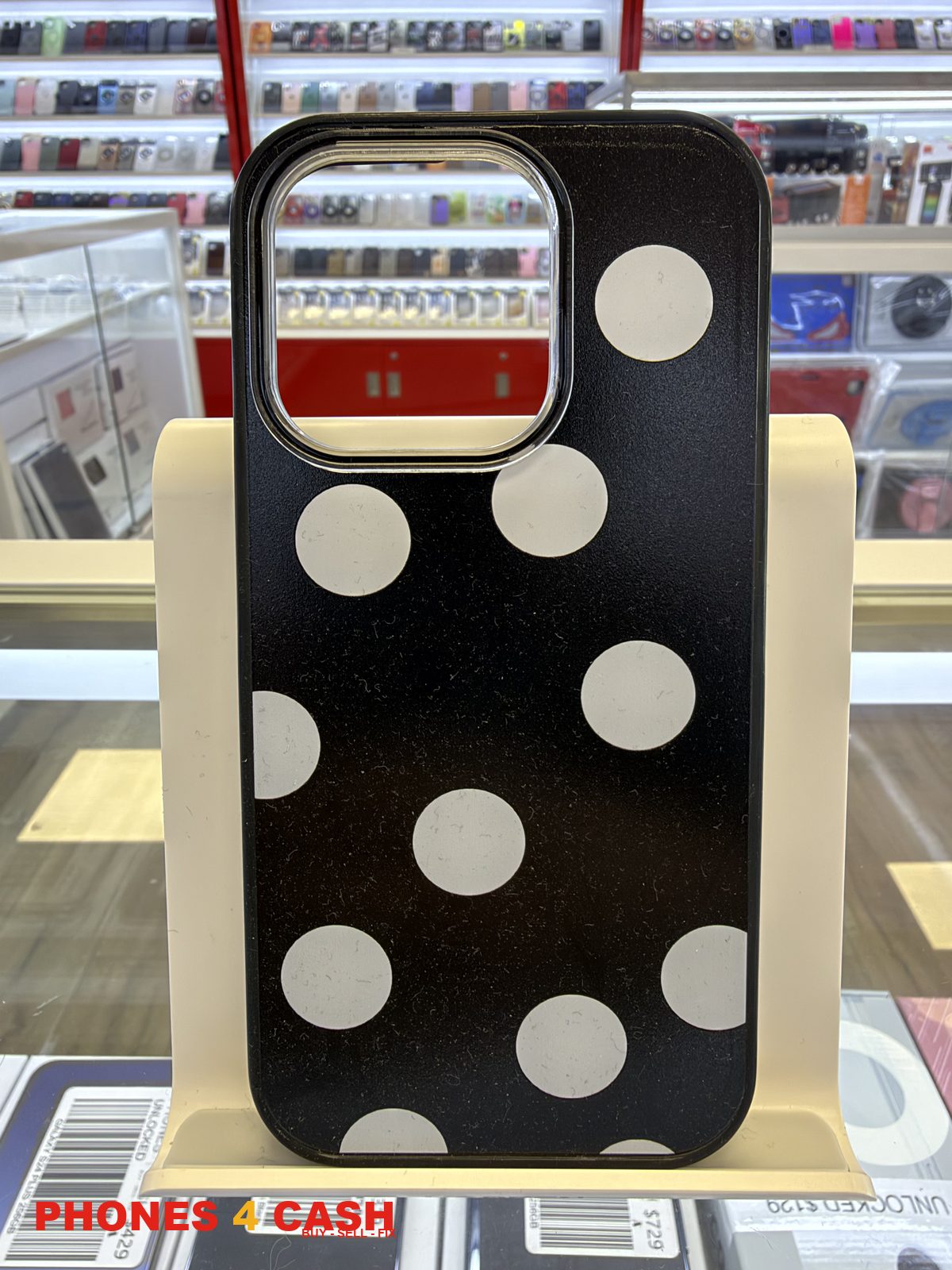 iPhone 15 Pro Case - Polka Dot Black