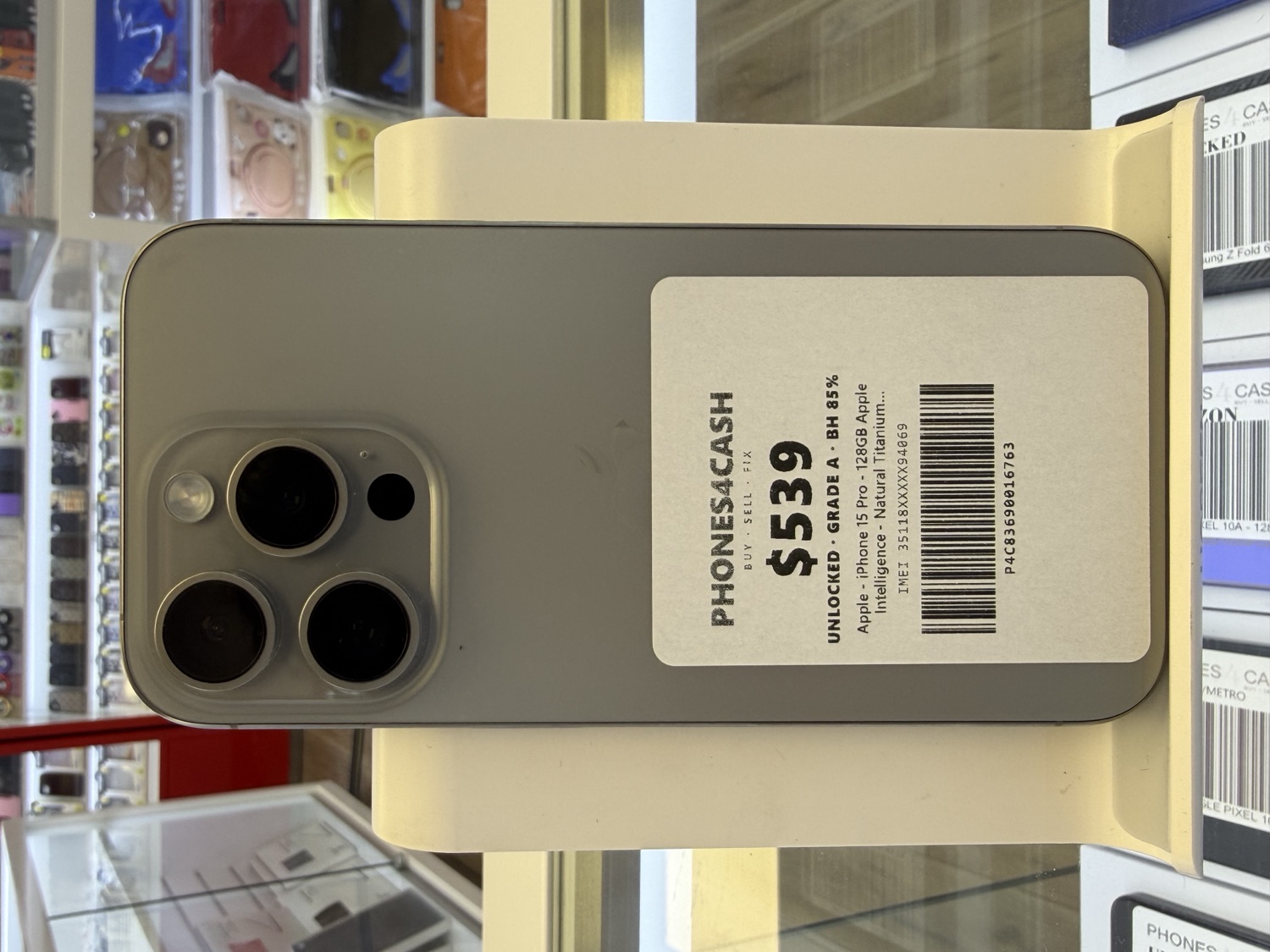 Apple - iPhone 15 Pro - 128GB Apple Intelligence - Natural Titanium (Unlocked) (Unlocked) at Phones4Cash Cincinnati