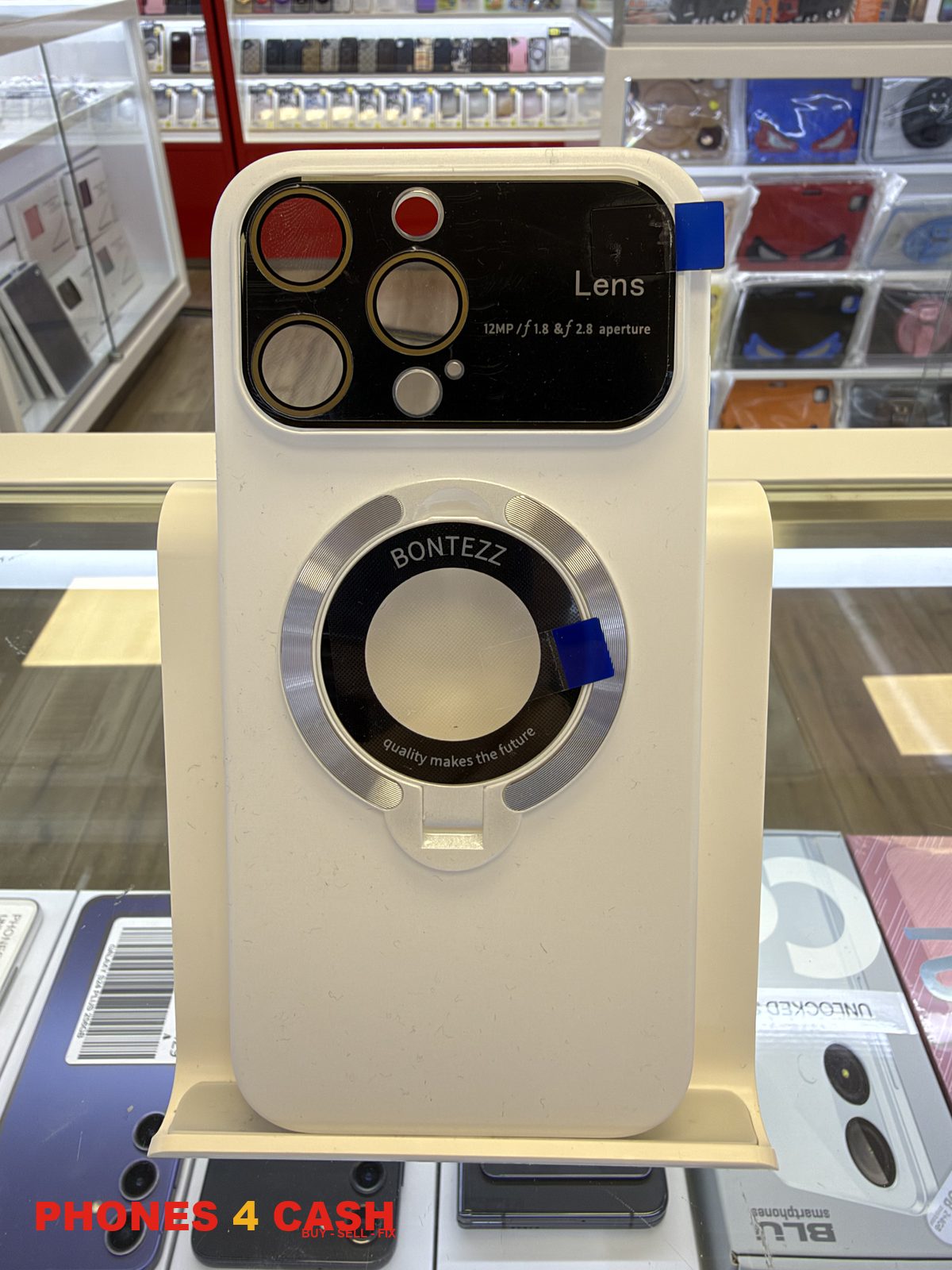 iPhone 16 Pro Max Case - Lens Guard Ring Stand White