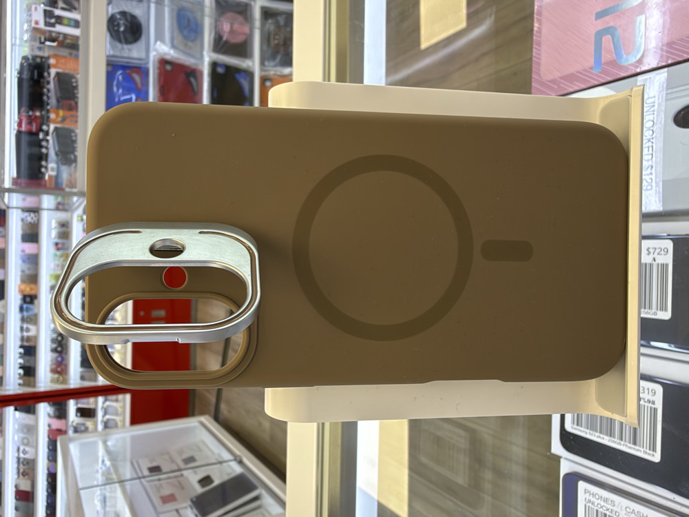 iPhone 16 Case - Silicone MagSafe with Metal Lens Ring - Tan