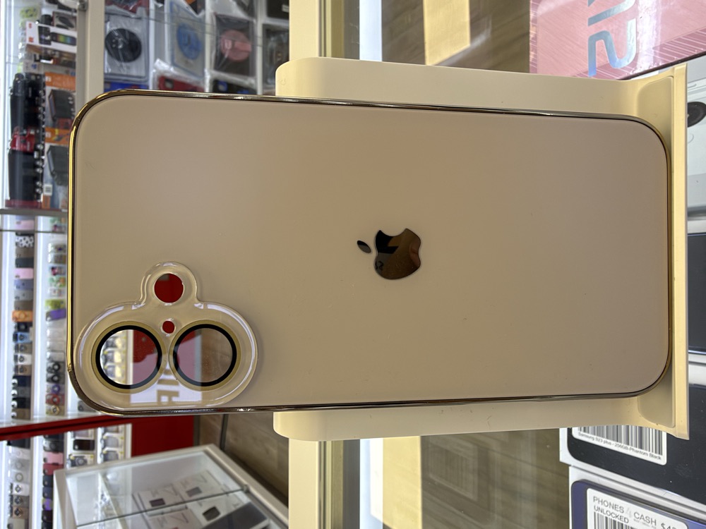 iPhone 16 Case - Frosted Matte with Gold Trim - White