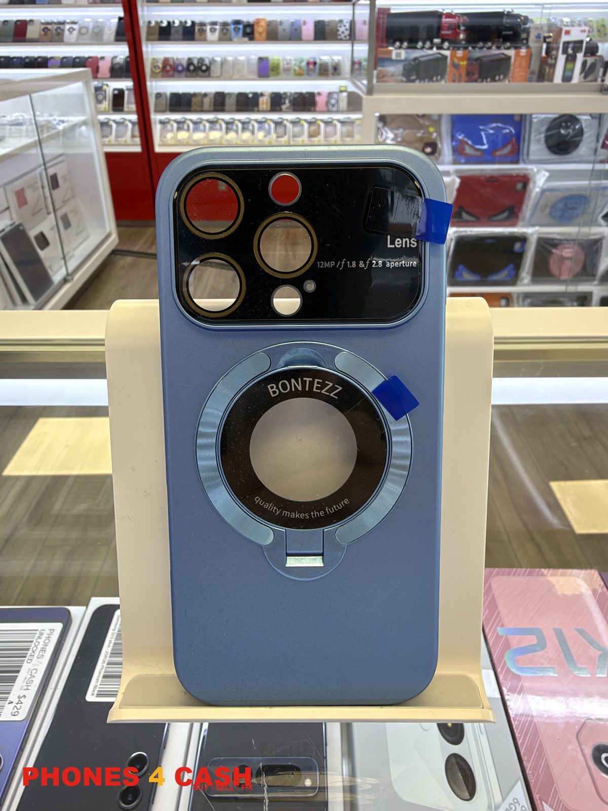 iPhone 16 Pro Case - Lens Guard Ring Stand Blue