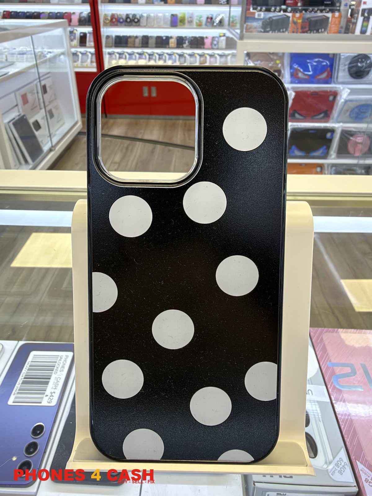 iPhone 16 Pro Max Case - Polka Dot Black