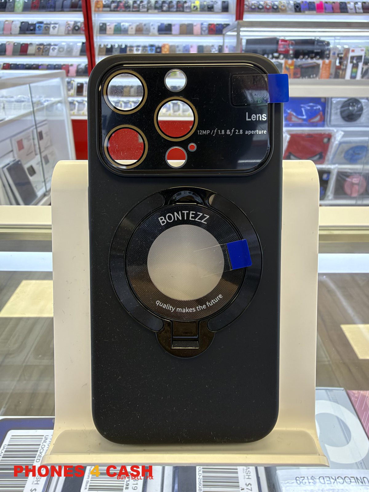 iPhone 15 Pro Case - Lens Guard Ring Stand Black