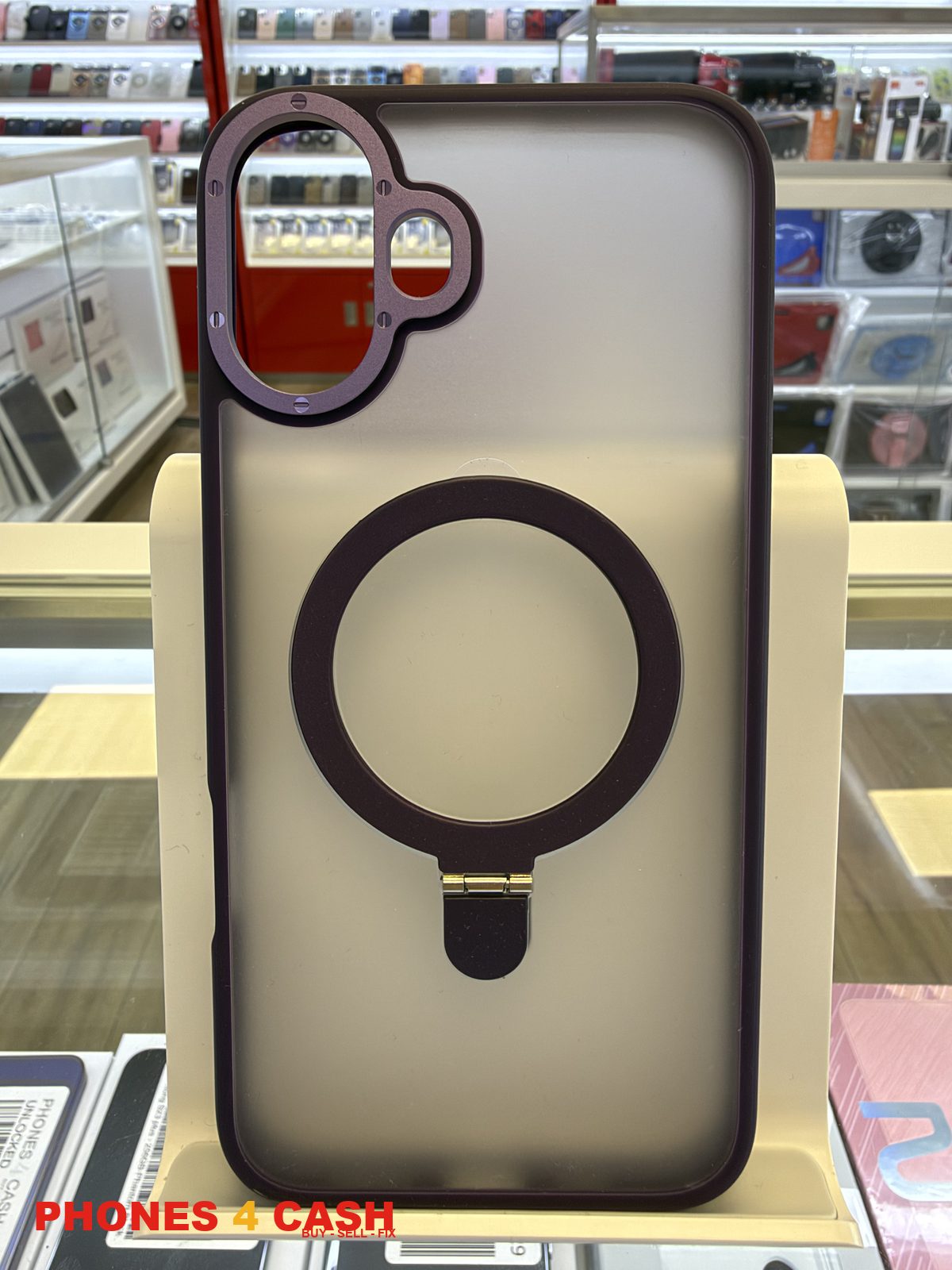 iPhone 16 Plus Case - Frosted MagSafe Ring Holder Purple
