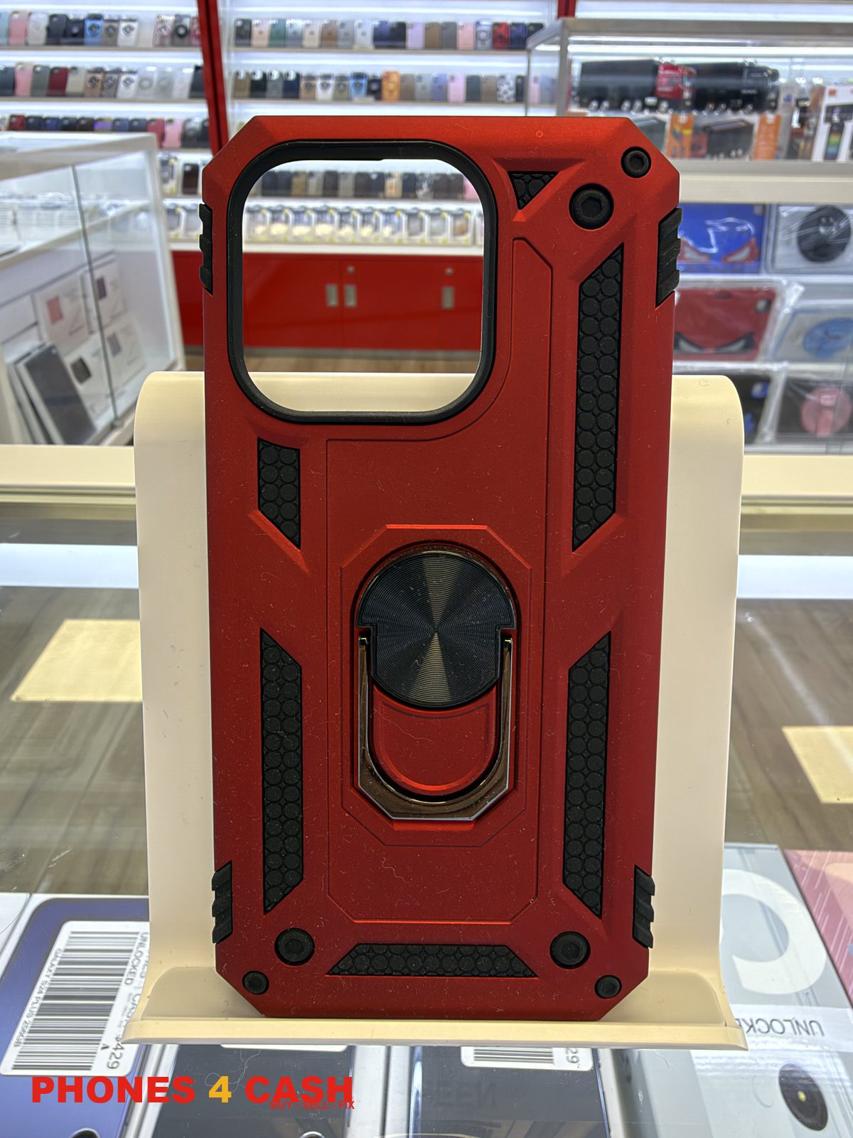 iPhone 15 Pro Case - Armor Ring Stand Red