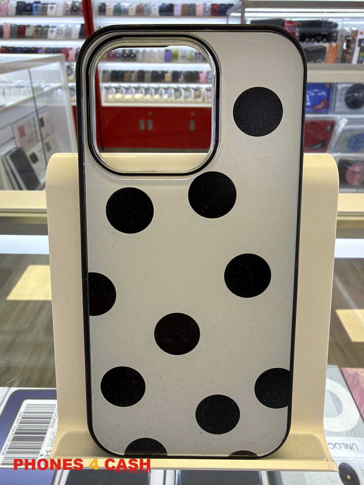 iPhone 15 Pro Case - Polka Dot White