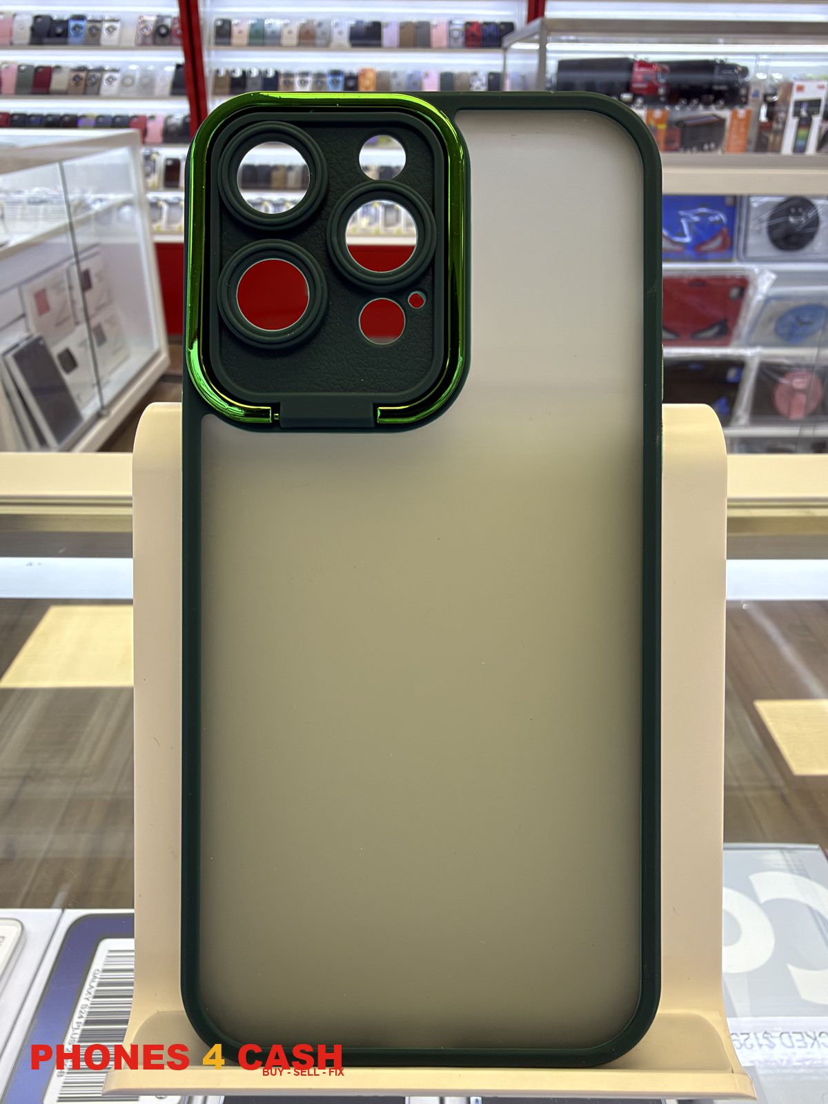 iPhone 14 Pro Max Case - Green Frosted Lens Ring