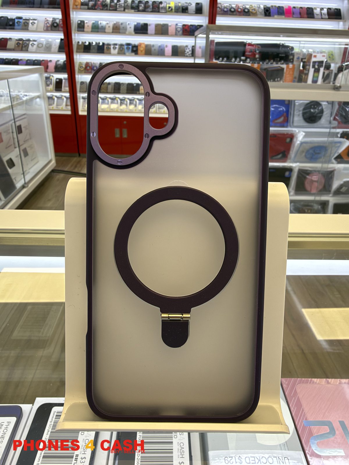 iPhone 16 Plus Case - Frosted MagSafe Ring Holder Mocha