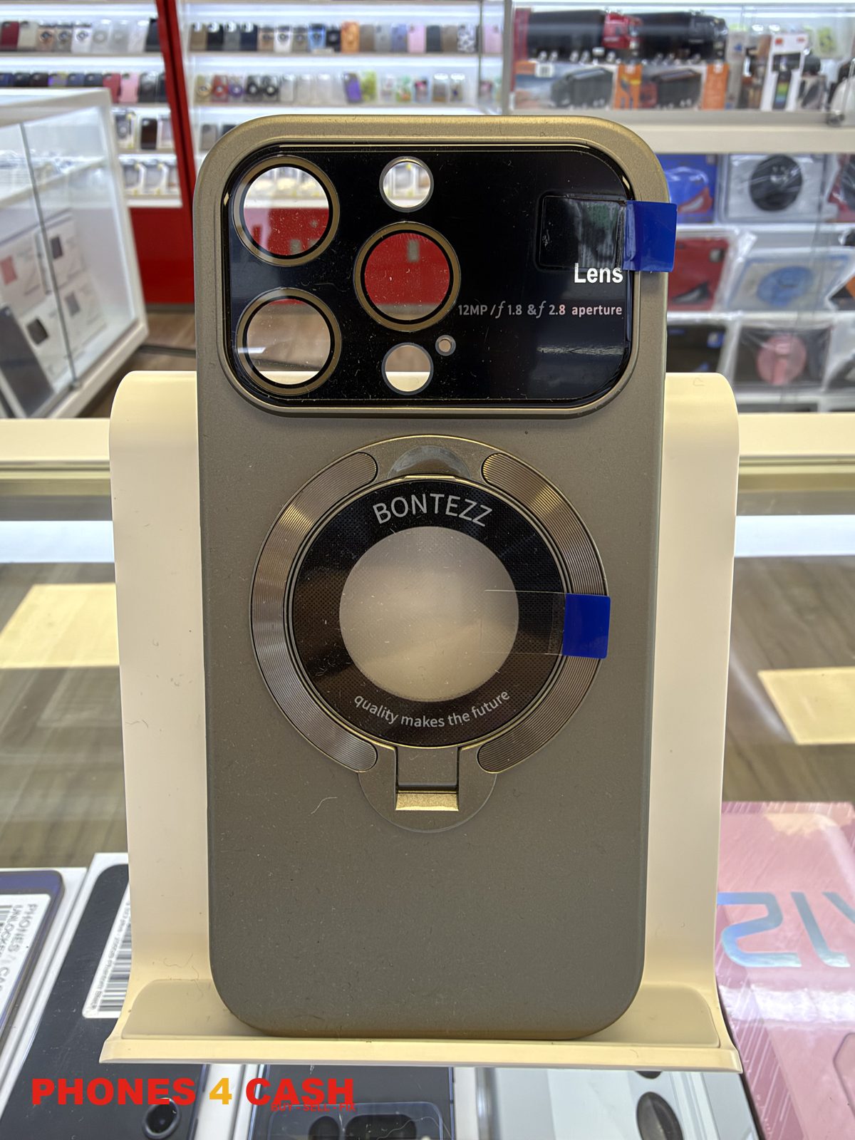iPhone 16 Pro Case - Lens Guard Ring Stand Champagne