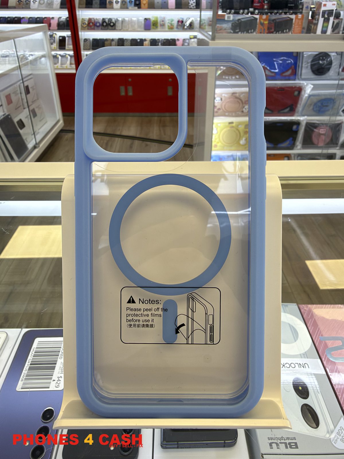 iPhone 16 Pro Max Case - Clear MagSafe with Blue Trim