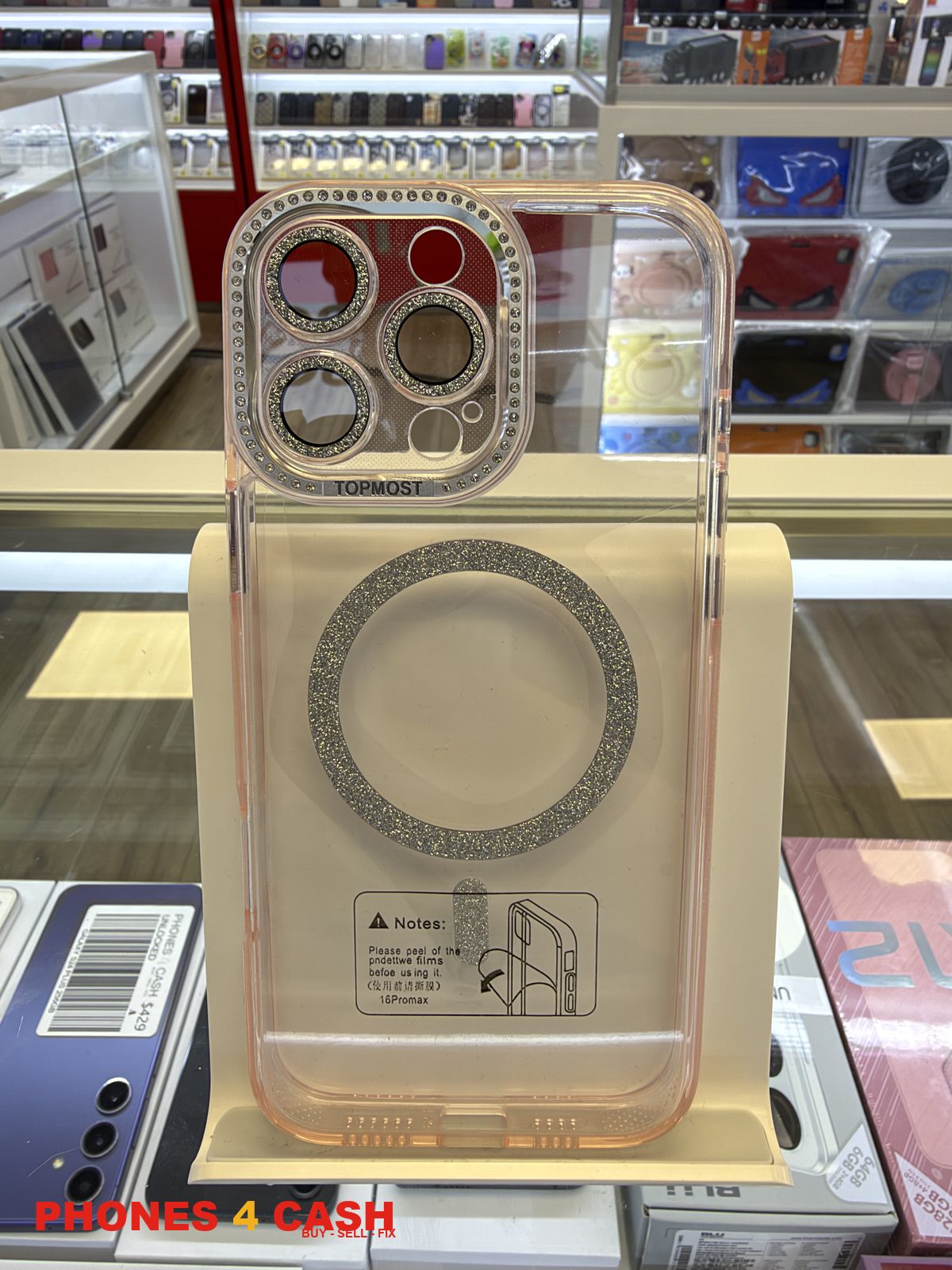 iPhone 16 Pro Max Case - Clear Rhinestone MagSafe