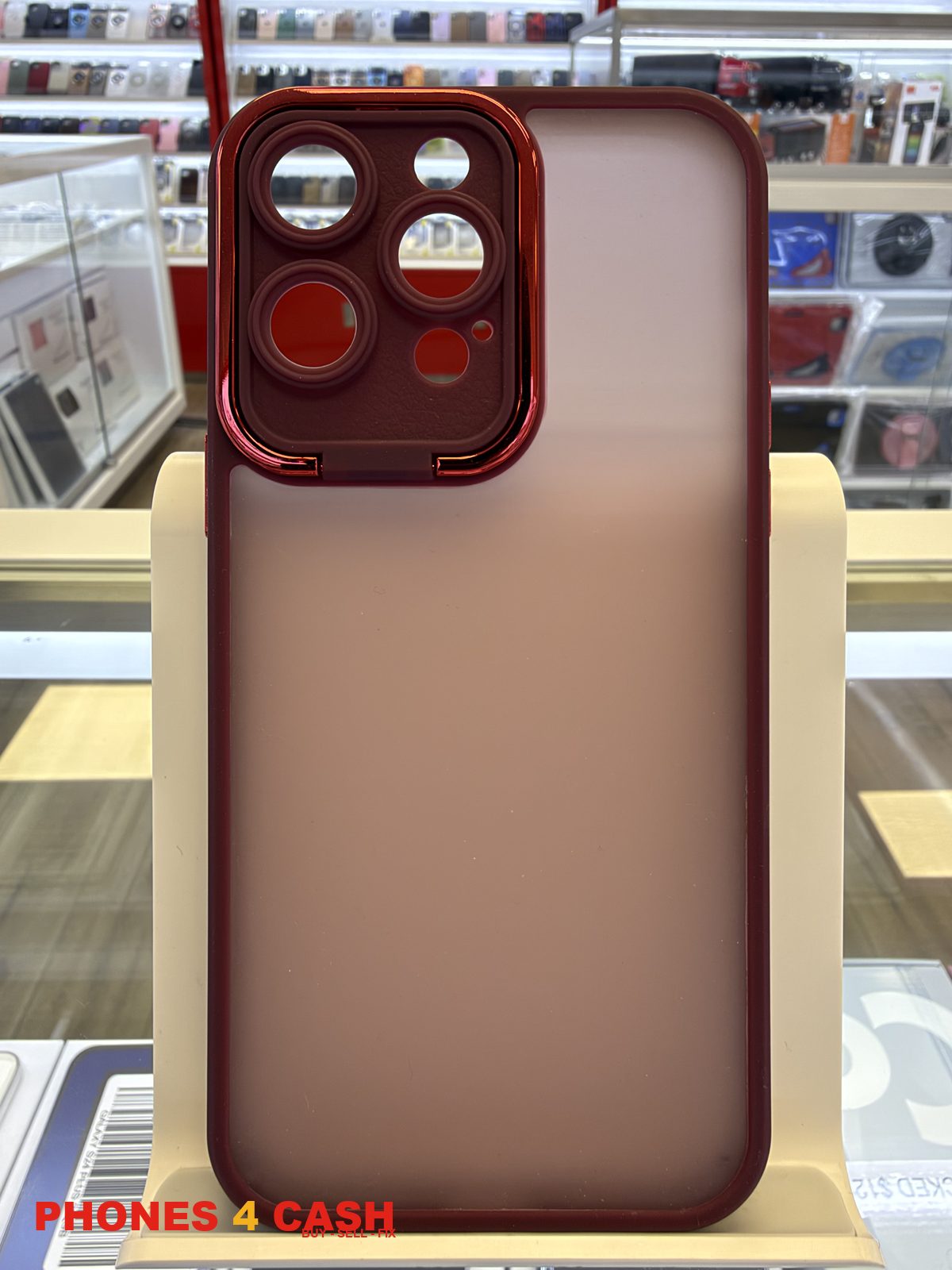 iPhone 14 Pro Max Case - Red Frosted Lens Ring