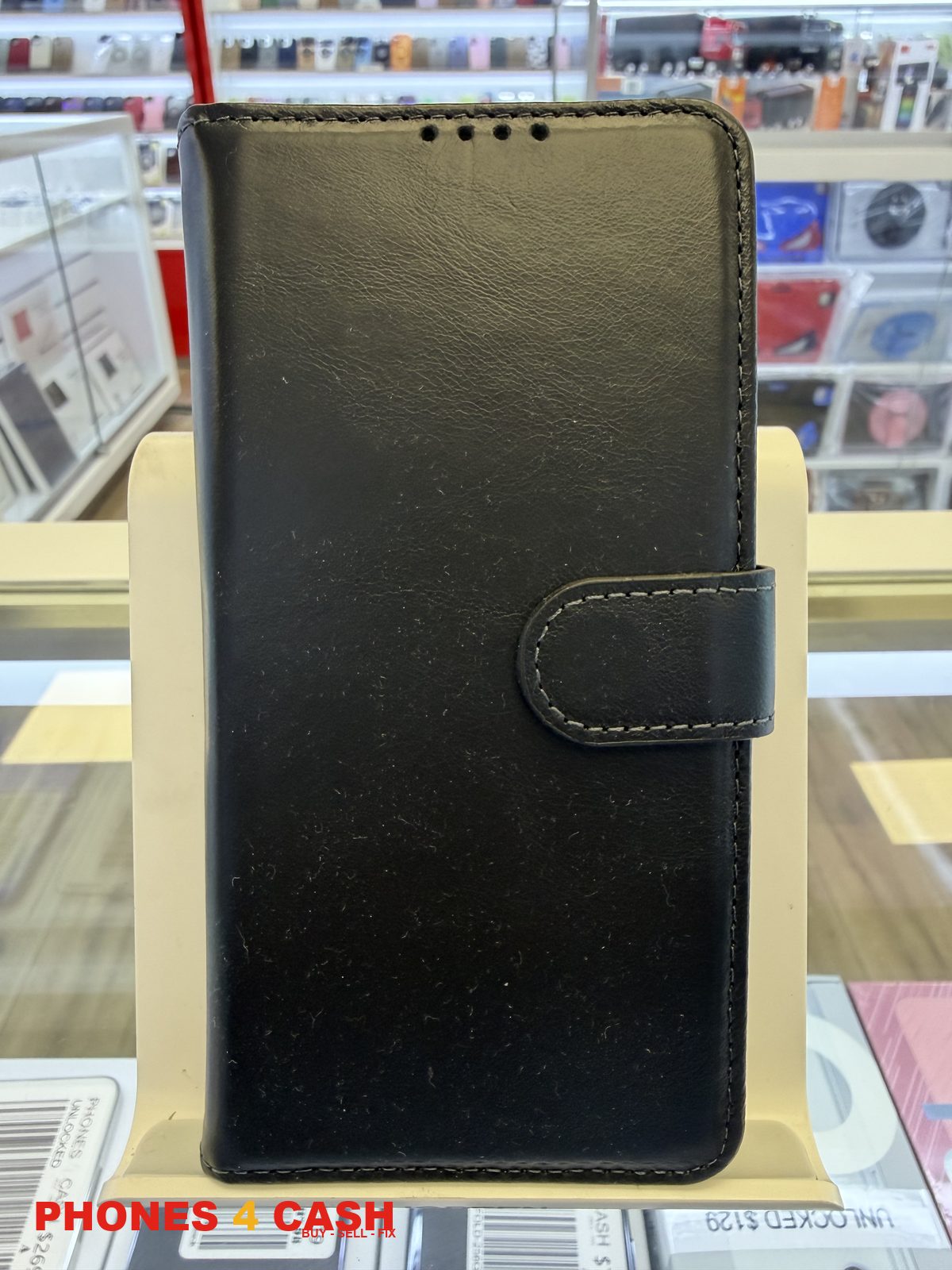 iPhone 13 Pro Case - Leather Wallet Folio (Black)