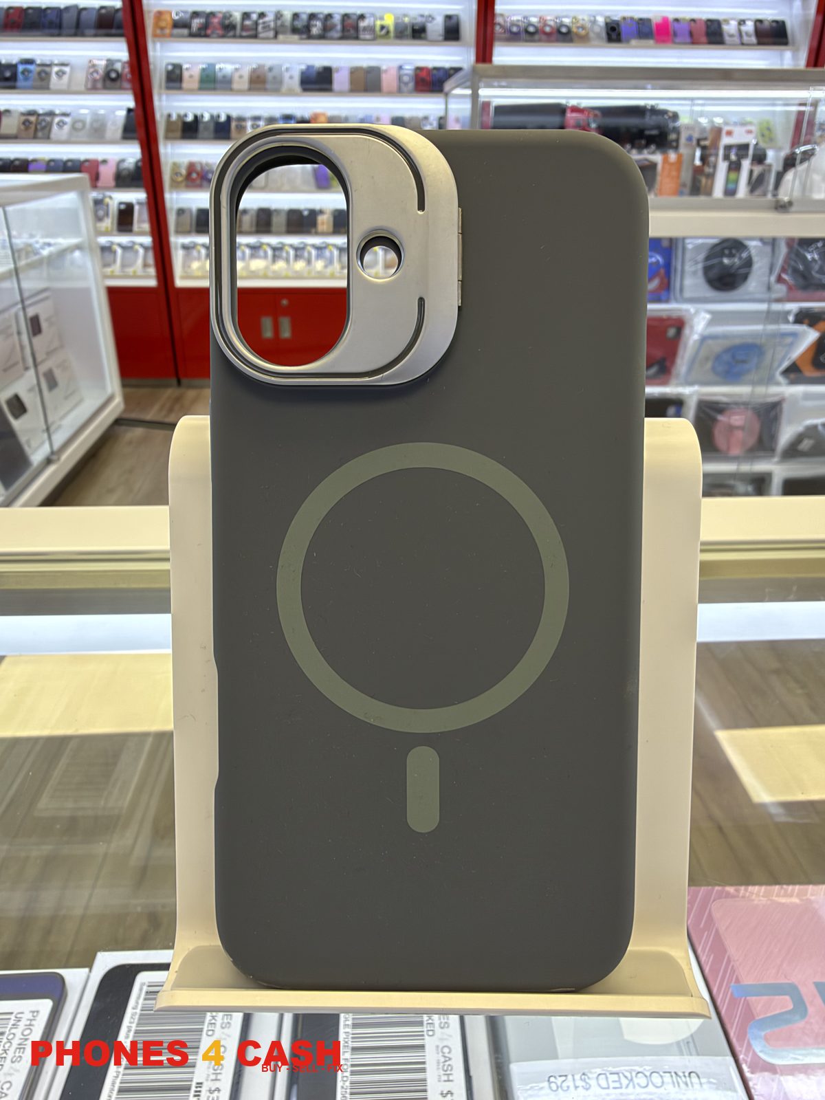 iPhone 16 Plus Case - Frosted MagSafe Ring Holder Gray