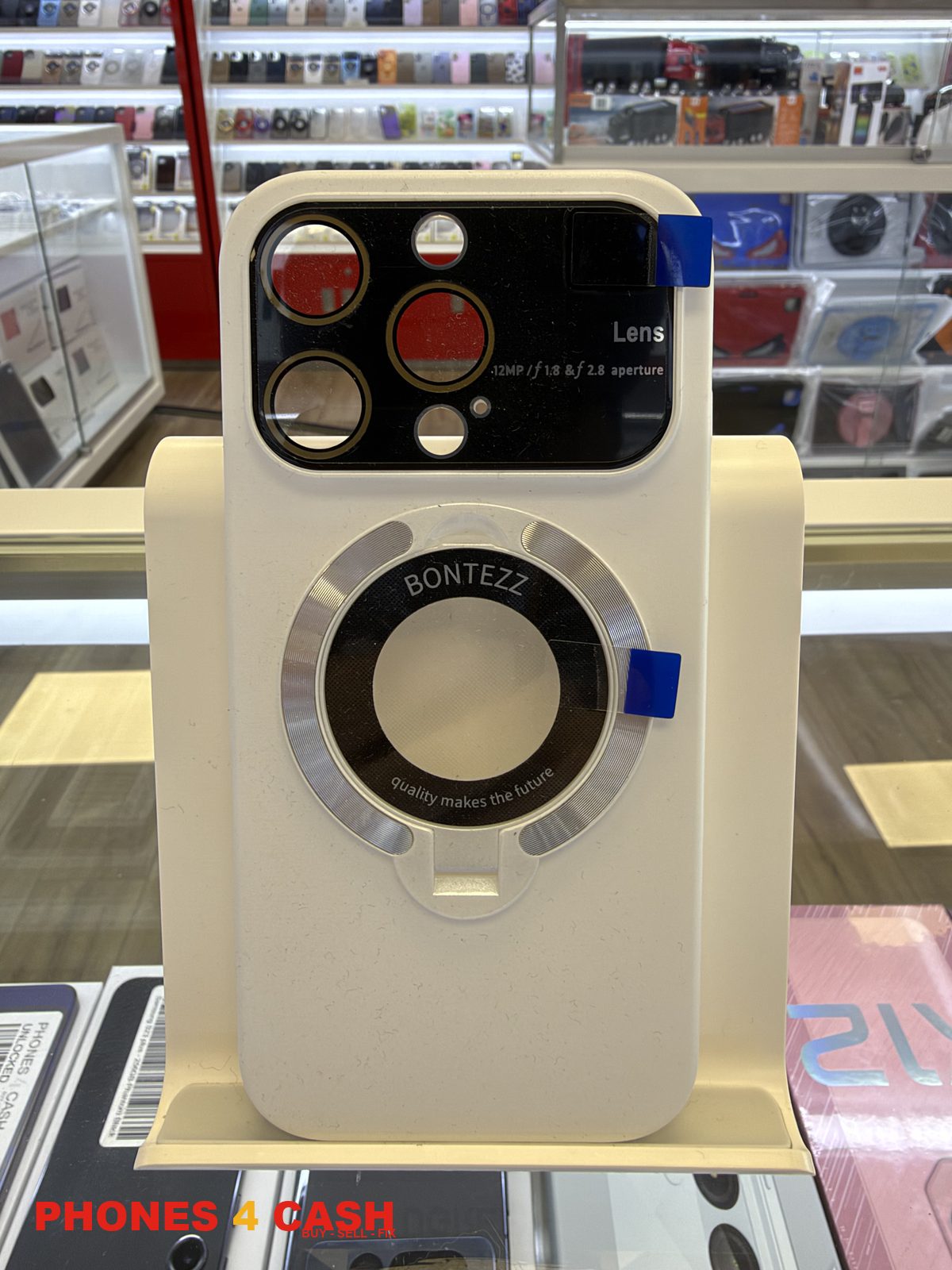 iPhone 16 Pro Case - Lens Guard Ring Stand Silver