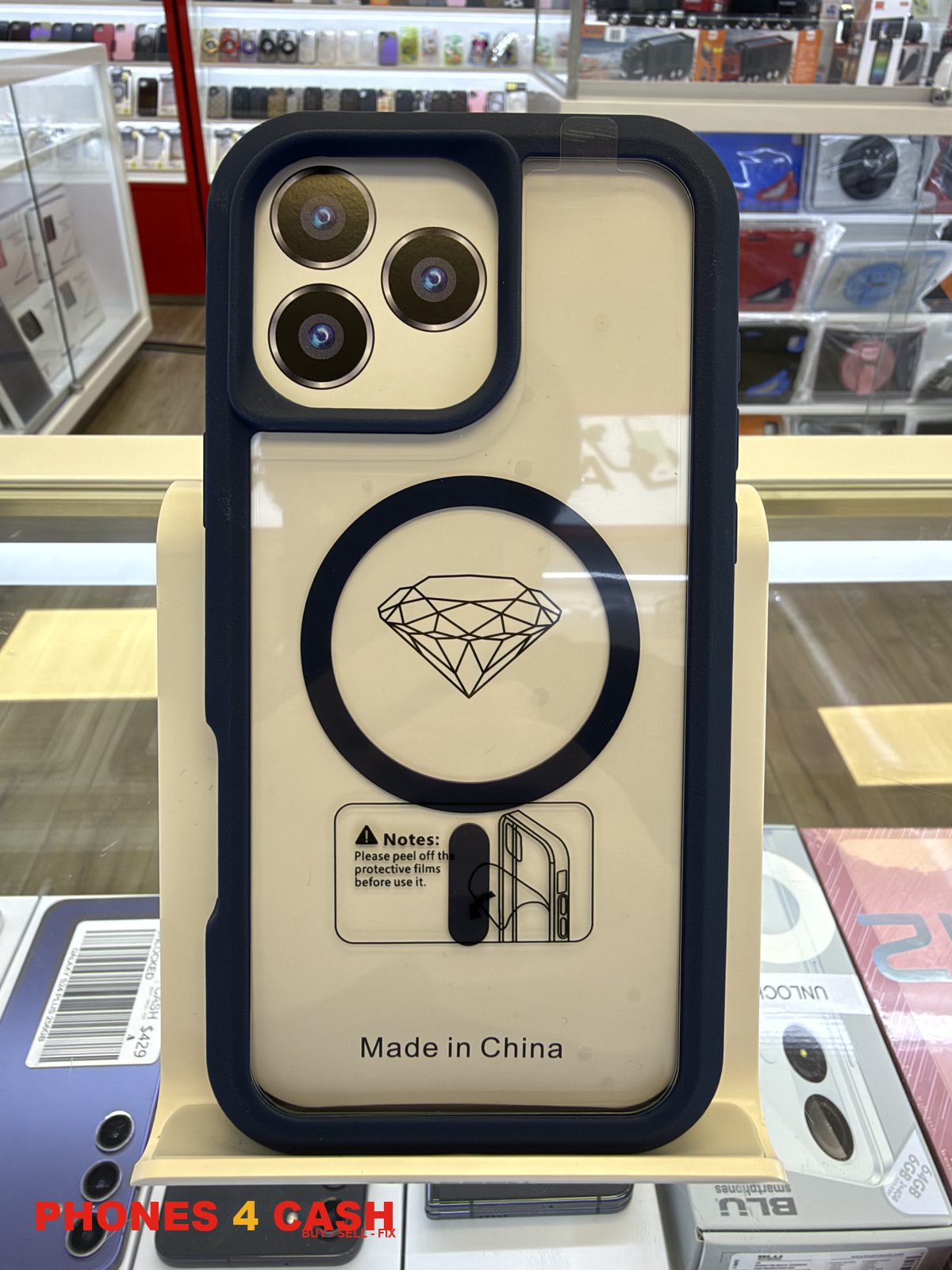 iPhone 16 Pro Max Case - Clear MagSafe with Navy Trim