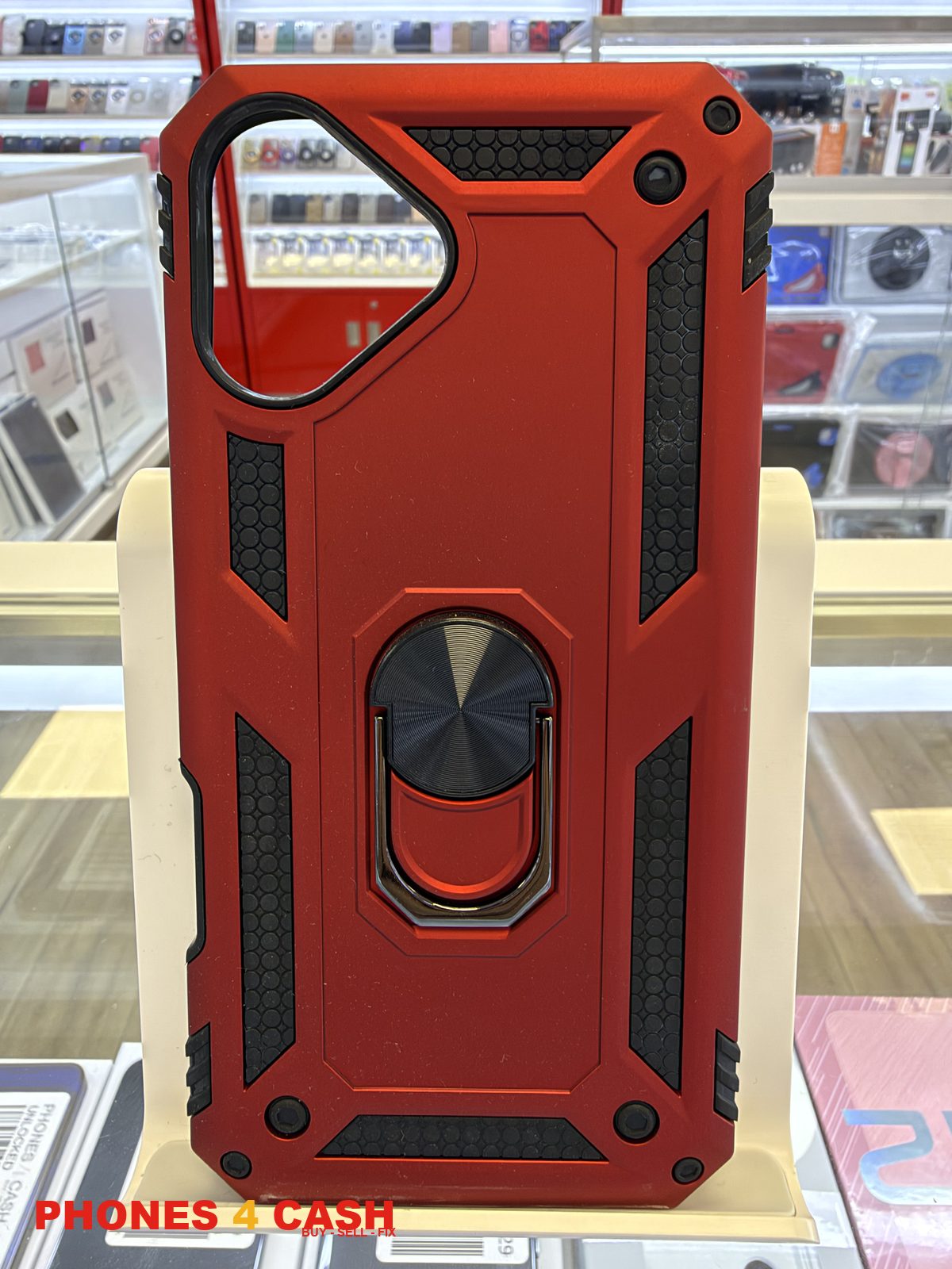 iPhone 16 Plus Case - Armor Ring Stand Red