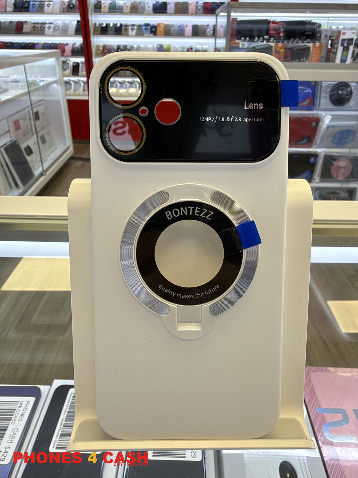 iPhone 16 Plus Case - Lens Guard Ring Stand White