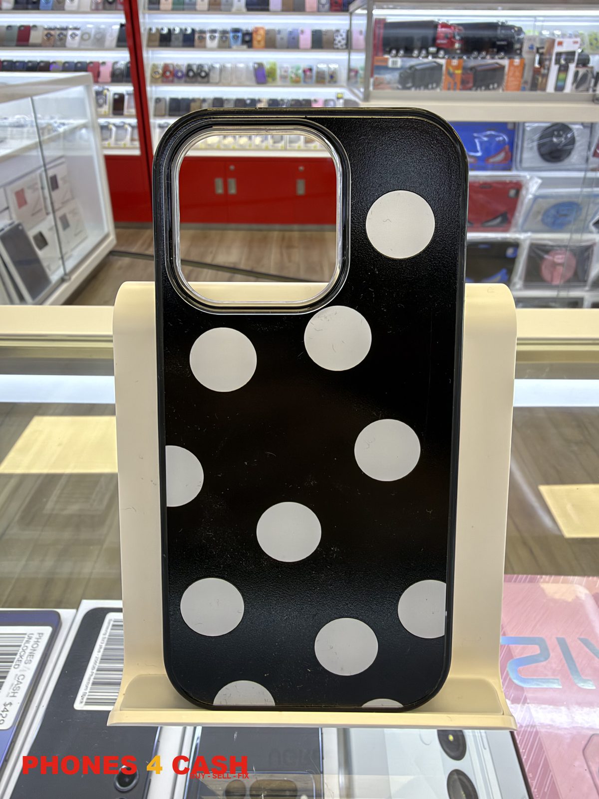 iPhone 16 Pro Case - Polka Dot Black