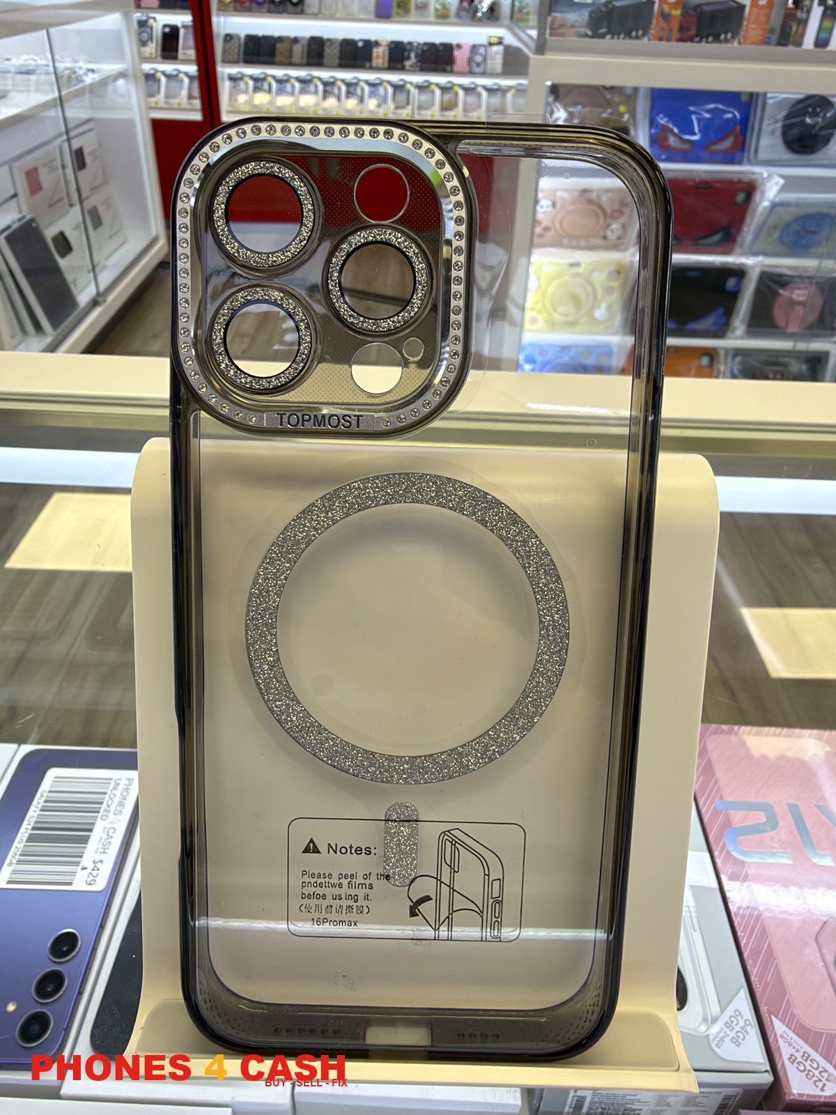 iPhone 16 Pro Max Case - Clear Diamond Ring MagSafe