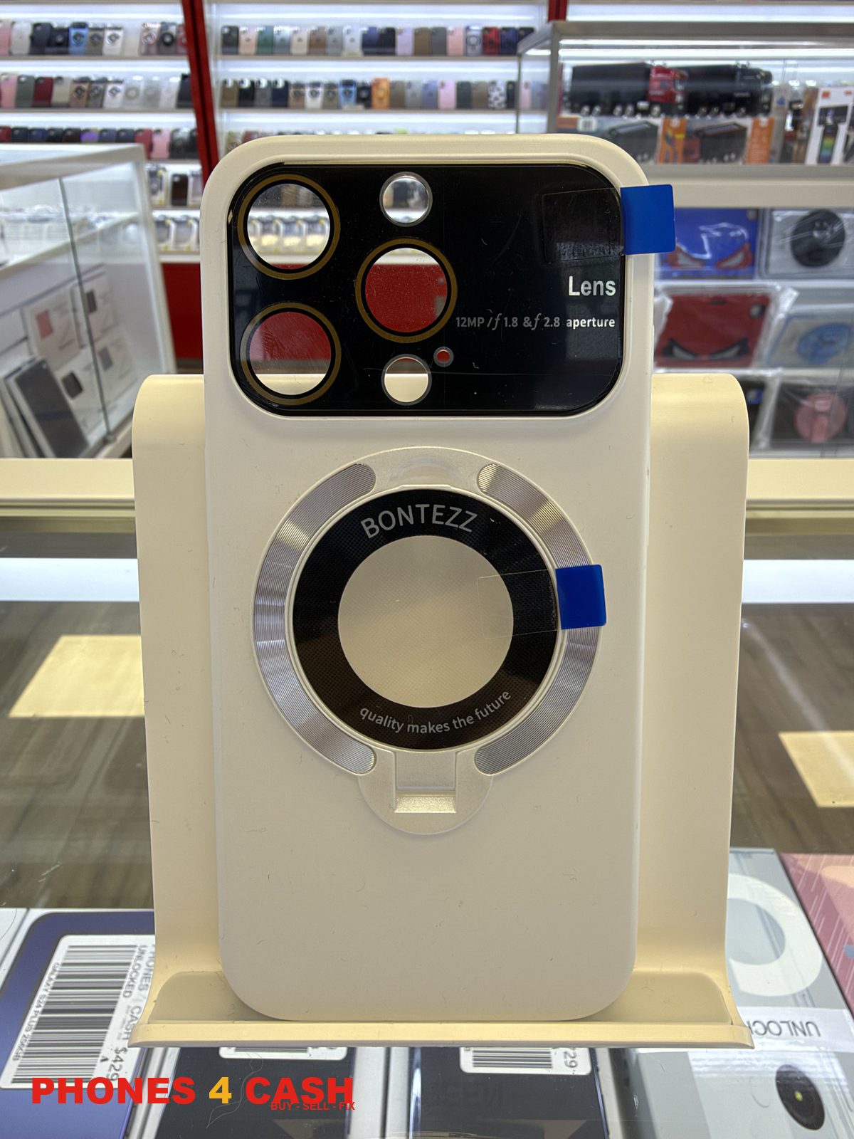 iPhone 15 Pro Case - Lens Guard Ring Stand Silver