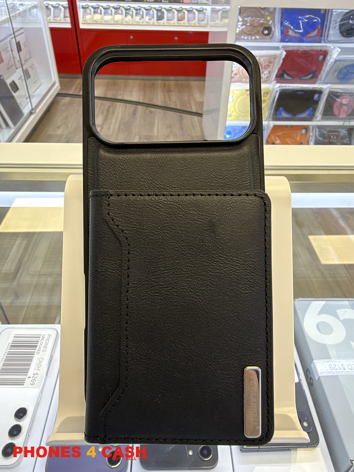 iPhone 17 & 18 Pro Max Case - Leather Card Holder (Black)