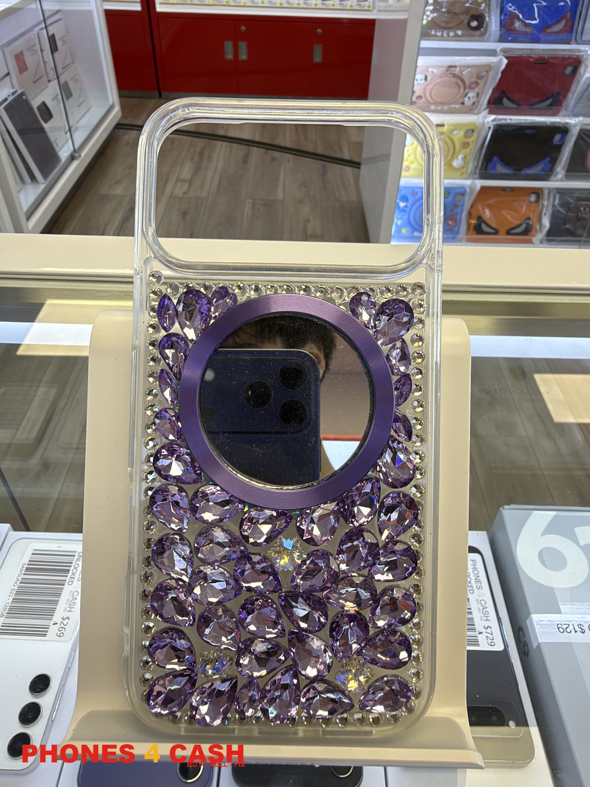 iPhone 17 & 18 Pro Max Case - Rhinestone Bling (Purple)